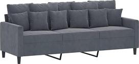 vidaXL Sofa 3-vietė, poilsio sofa-lova su atlošu, svetainės sofos dizainas, metalinis rėmas, trijų vietų baldai, tamsiai pilkas aksomas