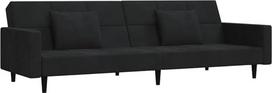 vidaXL Sofa lova 2 sėdimų vietų sofa lova su 2 pagalvėlėmis Svečių lova su mediniu rėmu Sofa lova Dienos lova Sofa sofa išskleidžiama Juodas aksomas
