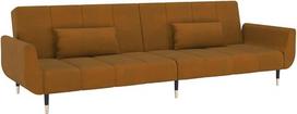 vidaXL Sofa lova 2 vietų sofa-lova su miego funkcija, sofa-lova svečių lova su 2 pagalvėlėmis, sofa-lova gyvenamajame kambaryje, moderni, rudas aksomas