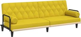 vidaXL Sofa lova su porankiais, sofa su reguliuojamais atlošais, sofa kambariui, sofa lova, šviesiai geltonas audinys