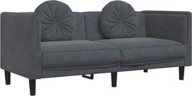 vidaXL sofa, minkšta sofa su pagalvėlėmis, dvivietė, dvivietė svetainės sofa, dizaino sofa svetainei, sofa, sofa svetainei, moderni, tamsiai pilkas aksomas