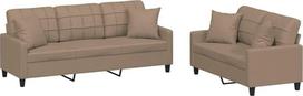 vidaXL Sofos komplektas 2 dalių fotelis Sofa su pagalvėle Sofa Svetainės sofa su porankiais Sofos komplektas Dizainerių sofos sėdimieji baldai Minkšti baldai Kapučino rudos spalvos dirbtinė oda