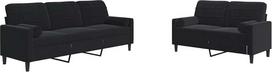 vidaXL Sofos komplektas 2 dalių minkšta sofa su pagalvėlėmis, svetainės sėdimųjų vietų komplektas, svetainės sofos fotelis, juodas aksomas