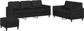 vidaXL Sofos komplektas 3 dalių fotelis Kanapa su pagalvėle Kojinė sofa Svetainės sofa su porankiais Sofos komplektas Dizainerių sofos sėdimieji baldai Minkšti baldai Juoda dirbtinė oda