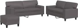 vidaXL Sofos komplektas 3 dalių fotelis Kanapa su pagalvėle Kojinė sofa Svetainės sofa su porankiais Sofos komplektas Dizainerių sofos sėdimieji baldai Minkšti baldai Pilka dirbtinė oda