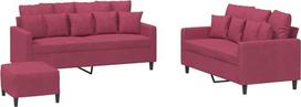 vidaXL Sofos komplektas 3 dalių fotelis Kanapa su pagalvėle Kojinė sofa Svetainės sofa su porankiais Sofos komplektas Dizainerių sofos sėdimieji baldai Minkšti baldai Vyno raudonas aksomas