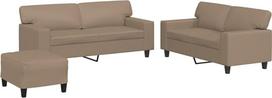 vidaXL Sofos komplektas 3 dalių fotelis Kanapė su pagalvėle Kojinė sofa Svetainės sofa su porankiais Sofos komplektas Dizainerių sofos sėdimieji baldai Minkšti baldai Kapučino rudos spalvos dirbtinė oda
