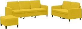 vidaXL Sofos komplektas 3 dalių fotelis Kėdė su pagalvėle Kojinė sofa Svetainės sofa su porankiais Sofos komplektas Dizainerių sofos sėdimieji baldai Minkšti baldai Geltonas aksomas
