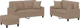 vidaXL Sofos komplektas 3 dalių fotelis Kanapė su pagalvėle Kojinė sofa Svetainės sofa su porankiais Sofos komplektas Dizainerių sofos sėdimieji baldai Minkšti baldai Kapučino rudos spalvos dirbtinė oda