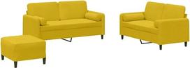 vidaXL Sofos komplektas 3 dalių fotelis Kėdė su pagalvėle Kojinė sofa Svetainės sofa su porankiais Sofos komplektas Dizainerių sofos sėdimieji baldai Minkšti baldai Geltonas aksomas