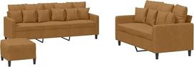 vidaXL Sofos komplektas 3 dalių fotelis Kėdė su pagalvėle Kojinė sofa Svetainės sofa su porankiais Sofos komplektas Dizainerių sofos sėdimieji baldai Minkšti baldai Rudas aksomas