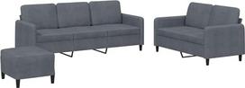 vidaXL Sofos komplektas 3 dalių fotelis Kėdė su pagalvėle Kojinė sofa Svetainės sofa su porankiais Sofos komplektas Dizainerių sofos sėdimieji baldai Minkšti baldai Tamsiai pilkas aksomas