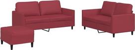 vidaXL Sofos komplektas 3 dalių fotelis Kėdė su pagalvėle Kojinė sofa Svetainės sofa su porankiais Sofos komplektas Dizainerių sofos sėdimieji baldai Minkšti baldai Vyno raudona dirbtinė oda