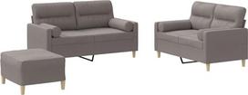 vidaXL Sofos komplektas 3 dalių fotelis Kėdė su pagalvėle Kojinė sofa Svetainės sofa su porankiais Sofos komplektas Dizainerių sofos sėdimieji baldai Minkšti baldai Taupe audinys