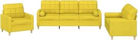vidaXL Sofos komplektas 3 dalių fotelis Sofa su pagalve Sofa Svetainės sofa su porankiais Sofos komplektas Dizainerio sofos sėdimieji baldai Minkšti baldai Šviesiai geltonas audinys