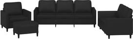 vidaXL Sofos komplektas 4 dalių fotelis Kanapa su pagalvėle Kojinė sofa Svetainės sofa su porankiais Sofos komplektas Dizainerių sofos sėdimieji baldai Minkšti baldai Juoda dirbtinė oda