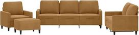 vidaXL Sofos komplektas 4 dalių fotelis Kanapa su pagalvėle Kojinė sofa Svetainės sofa su porankiais Sofos komplektas Dizainerių sofos sėdimieji baldai Minkšti baldai Rudas aksomas