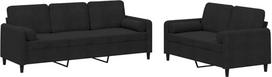vidaXL Sofos komplektas, 2 dalių fotelis, sofa, svetainės sofa su porankiais, sofos komplektas, dizainerio sofa, sėdimieji baldai, minkšti baldai, juodas aksomas