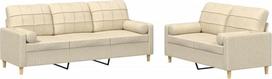 vidaXL Sofos komplektas, 2 dalių fotelis, sofa, svetainės sofa su porankiais, sofos komplektas, dizainerio sofa, sėdimieji baldai, minkšti baldai, kreminis audinys