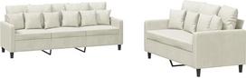 vidaXL Sofos komplektas, 2 dalių fotelis, sofa, svetainės sofa su porankiais, sofos komplektas, dizainerio sofa, sėdimieji baldai, minkšti baldai, minkšti baldai, kreminis aksomas