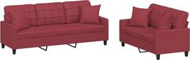 vidaXL Sofos komplektas, 2 dalių fotelis, sofa, svetainės sofa su porankiais, sofos komplektas, dizainerio sofa, sėdimieji baldai, minkšti baldai, minkšti baldai, vyno raudona dirbtinė oda