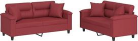 vidaXL Sofos komplektas, 2 dalių fotelis, sofa, svetainės sofa su porankiais, sofos komplektas, dizainerio sofa, sėdimieji baldai, minkšti baldai, minkšti baldai, vyno raudona dirbtinė oda