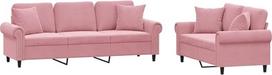 vidaXL Sofos komplektas, 2 dalių fotelis, sofa, svetainės sofa su porankiais, sofos komplektas, dizainerio sofa, sėdimieji baldai, minkšti baldai, rožinis aksomas