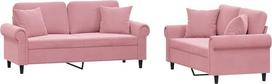 vidaXL Sofos komplektas, 2 dalių fotelis, sofa, svetainės sofa su porankiais, sofos komplektas, dizainerio sofa, sėdimieji baldai, minkšti baldai, rožinis aksomas