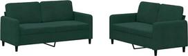 vidaXL Sofos komplektas, 2 dalių fotelis, sofa, svetainės sofa su porankiais, sofos komplektas, dizainerio sofa, sėdimieji baldai, minkšti baldai, tamsiai žalias aksomas