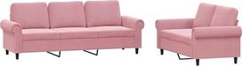 vidaXL Sofos komplektas, 2 dalių fotelis, sofa, svetainės sofa su porankiais, sofos komplektas, dizainerio sofa, sėdimieji baldai, minkšti baldai, rožinis aksomas