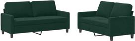 vidaXL Sofos komplektas, 2 dalių fotelis, sofa, svetainės sofa su porankiais, sofos komplektas, dizainerio sofa, sėdimieji baldai, minkšti baldai, tamsiai žalias aksomas