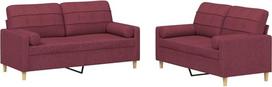 vidaXL Sofos komplektas, 2 dalių fotelis, sofa, svetainės sofa su porankiais, sofos komplektas, dizainerio sofa, sėdimieji baldai, minkšti baldai, vyno raudonos spalvos audinys