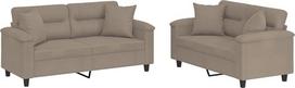 vidaXL Sofos komplektas, 2 dalių fotelis, sofa, svetainės sofa su porankiais, sofos komplektas, dizaino sofa, sėdimieji baldai, minkšti baldai, Taupe mikropluošto audinys