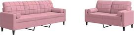 vidaXL Sofos komplektas, 2 dalių minkšta sofa su pagalvėlėmis, svetainės sėdimųjų vietų komplektas, svetainės sofos fotelis, rožinis aksomas