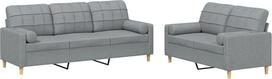 vidaXL Sofos komplektas, 2 dalys, fotelis, sofa, svetainės sofa su porankiais, sofos komplektas, dizainerio sofa, sėdimieji baldai, minkšti baldai, šviesiai pilkas audinys