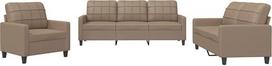 vidaXL Sofos komplektas, 3 dalių fotelis, sofa, svetainės sofa su porankiais, sofos komplektas, dizainerio sofa, sėdimieji baldai, minkšti baldai, kapučino rudos spalvos dirbtinė oda