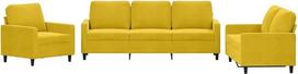 vidaXL Sofos komplektas, 3 dalių fotelis, sofa, svetainės sofa su porankiais, sofos komplektas, dizainerio sofa, sėdimieji baldai, minkšti baldai, minkšti baldai, geltonas aksomas