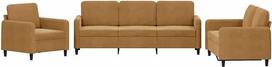 vidaXL Sofos komplektas, 3 dalių fotelis, sofa, svetainės sofa su porankiais, sofos komplektas, dizainerio sofa, sėdimieji baldai, minkšti baldai, rudas aksomas
