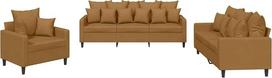 vidaXL Sofos komplektas, 3 dalių fotelis, sofa, svetainės sofa su porankiais, sofos komplektas, dizainerio sofa, sėdimieji baldai, minkšti baldai, rudas aksomas