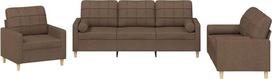 vidaXL Sofos komplektas, 3 dalių fotelis, sofa, svetainės sofa su porankiais, sofos komplektas, dizainerio sofa, sėdimieji baldai, minkšti baldai, rudas audinys