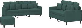 vidaXL Sofos komplektas, 3 dalių fotelis, sofa, svetainės sofa su porankiais, sofos komplektas, dizainerio sofa, sėdimieji baldai, minkšti baldai, tamsiai žalias aksomas