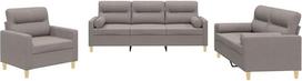vidaXL Sofos komplektas, 3 dalių fotelis, sofa, svetainės sofa su porankiais, sofos komplektas, dizainerio sofa, sėdimieji baldai, minkšti baldai, Taupe audinys
