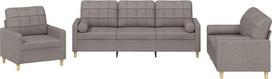 vidaXL Sofos komplektas, 3 dalių fotelis, sofa, svetainės sofa su porankiais, sofos komplektas, dizainerio sofa, sėdimieji baldai, minkšti baldai, Taupe audinys