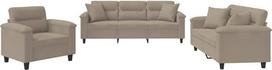 vidaXL Sofos komplektas, 3 dalių fotelis, sofa, svetainės sofa su porankiais, sofos komplektas, dizaino sofa, sėdimieji baldai, minkšti baldai, Taupe mikropluošto audinys