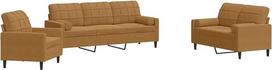 vidaXL Sofos komplektas, 3 dalių minkšta sofa su pagalvėlėmis, sėdimųjų vietų komplektas svetainei, svetainės sofos fotelio sofos sofos komplektas, rudas aksomas