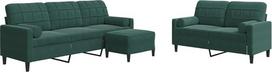 vidaXL Sofos komplektas, 3 dalių minkšta sofa su pagalvėlėmis, sėdimųjų vietų komplektas svetainei, svetainės sofos fotelis, tamsiai žalias aksomas