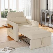 Viengulė sofa-lova su 5 lygių reguliuojamu atlošu, išskleidžiama sofa-lova su reguliuojamu atlošu, "3-in-1" sofa-lova su lovos dėže, šenilinės mažos sofos mažoms erdvėms, 190 x 70 x 48 cm