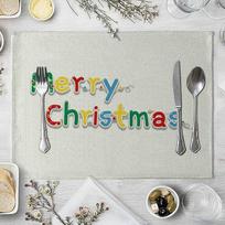 Vintažiniai kalėdiniai kilimėliai, 8 vnt., su "Merry Christmas Placemats" kalėdinėmis dekoracijomis virtuvei 32 x 42 cm