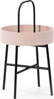 VS Venta-stock "Jaipur" apvalus kavos staliukas su rausvos spalvos MDF stalviršiu ir matinės juodos spalvos metaline konstrukcija, skersmuo 40 cm
