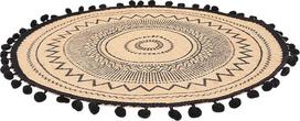 Wärmeisolierendes Stoff Platzset 40cm aus Jutefaser mit Pompon Borte Hitzebeständig und Kreativ Tischset für Zuhause Café und Restaurant